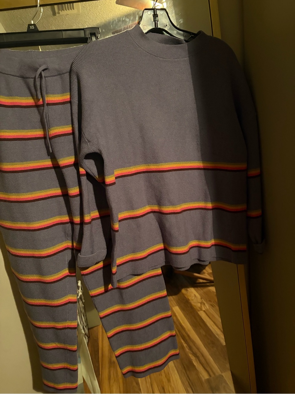 Matching Knit Set with Rainbow Accents